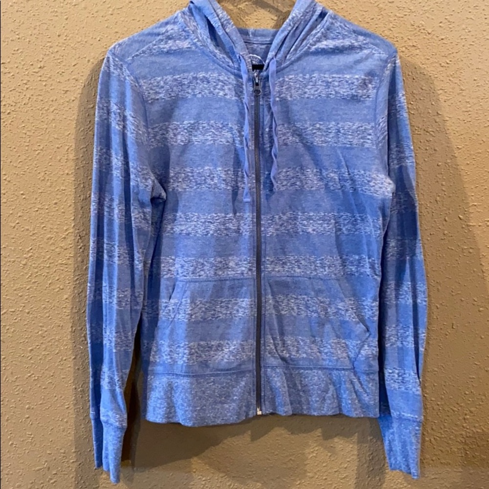 Light blue full zip lightweight sweatshirt